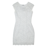 GUESS Womens Bodycon Dress White Spotted Sleeveless Knee Length UK 8