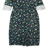 SPORTING DRESS Sheer Womens Pencil Dress Black 90s Floral Midi UK 12