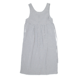 CARLOLINE WELLS Womens A-Line Dress Black Linen Gingham Knee Length UK 8