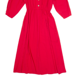 LA MILAN Womens A-Line Dress Red Long Sleeve Midi UK 12