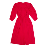 LA MILAN Womens A-Line Dress Red Long Sleeve Midi UK 12