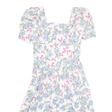 HALMADE PETITES Womens Day Dress White 90s Floral Knee Length S
