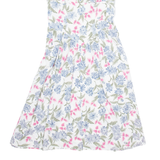 HALMADE PETITES Womens Day Dress White 90s Floral Knee Length S