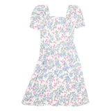 HALMADE PETITES Womens Day Dress White 90s Floral Knee Length S