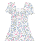 HALMADE PETITES Womens Day Dress White 90s Floral Knee Length S