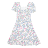 HALMADE PETITES Womens Day Dress White 90s Floral Knee Length S