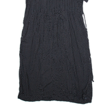 JBS Womens Day Dress Black Spotted Short Sleeve Midi UK 12