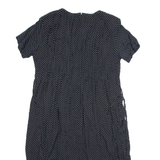 JBS Womens Day Dress Black Spotted Short Sleeve Midi UK 12