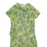 KAY WHITNEY Womens Shift Dress Green Paisley Short Sleeve Midi L