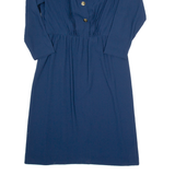 TANNER Womens A-Line Dress Blue Long Sleeve Midi UK 14