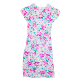 Womens Day Dress Pink Floral Short Sleeve Midi L