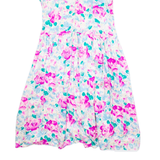 Womens Day Dress Pink Floral Short Sleeve Midi L