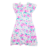 Womens Day Dress Pink Floral Short Sleeve Midi L