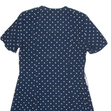 Womens Day Dress Blue Spotted Short Sleeve Knee Length UK 12