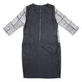 JAEGER Womens Shift Dress Black Silk Crazy Pattern Long Sleeve Knee Length UK 12