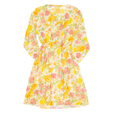 Womens Day Dress Orange Floral Long Sleeve Knee Length M