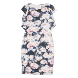 PHASE EIGHT Womens Pencil Dress Blue Floral Short Sleeve Knee Length UK 8