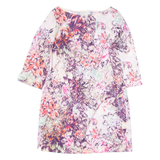 MONSOON Womens Shift Dress Pink Floral Short Sleeve Knee Length UK 12