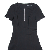 KAREN MILLEN Womens Fit & Flare Dress Black Short Sleeve Knee Length UK 10