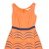 BODEN Womens Fit & Flare Dress Orange Linen Sleeveless Knee Length UK 8
