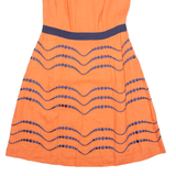 BODEN Womens Fit & Flare Dress Orange Linen Sleeveless Knee Length UK 8