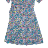 MONSOON Womens A-Line Dress Blue Floral Short Sleeve Knee Length UK 14