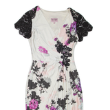 PHASE EIGHT Womens Day Dress Black Floral Short Sleeve Knee Length M