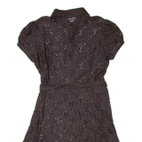 PHASE EIGHT Lace Womens Shirt Dress Brown Short Sleeve Knee Length XL