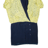 Womens Day Dress Yellow Short Sleeve Knee Length 2XL