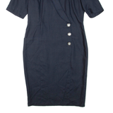 Womens Pencil Dress Blue Short Sleeve Knee Length L