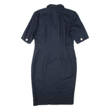 Womens Pencil Dress Blue Short Sleeve Knee Length L