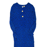 ELEGANCE Womens Day Dress Blue Spotted Long Sleeve Midi L