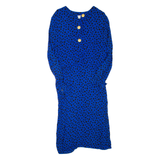 ELEGANCE Womens Day Dress Blue Spotted Long Sleeve Midi L