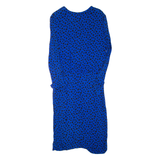 ELEGANCE Womens Day Dress Blue Spotted Long Sleeve Midi L