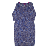 JOULES Womens Day Dress Blue Viscose Animal Print Long Sleeve Knee Length UK 14