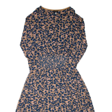 JOULES Womens Day Dress Brown Viscose Spotted Long Sleeve Midi M