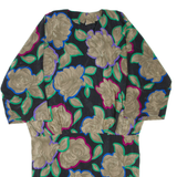 Womens Day Dress Black Floral Long Sleeve Knee Length XL