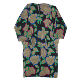 Womens Day Dress Black Floral Long Sleeve Knee Length XL