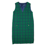 Womens Shift Dress Green Check Sleeveless Knee Length L