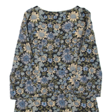 ZARA Womens Day Dress Black Floral Long Sleeve Knee Length S