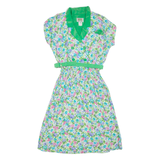 Womens Day Dress Green Floral Short Sleeve Midi L