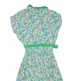 Womens Day Dress Green Floral Short Sleeve Midi L
