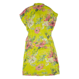 ACKERMANN Womens Day Dress Green Floral Short Sleeve Midi L