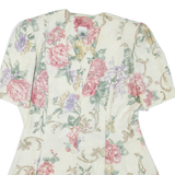 Womens Mini Dress Beige Viscose Floral Short Sleeve Short M