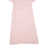 Womens Day Dress Pink Floral Short Sleeve Midi L