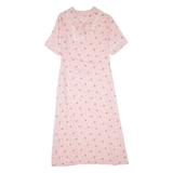 Womens Day Dress Pink Floral Short Sleeve Midi L