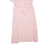 Womens Day Dress Pink Floral Short Sleeve Midi L