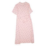 Womens Day Dress Pink Floral Short Sleeve Midi L