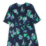 LADY G Womens Day Dress Black Floral Short Sleeve Knee Length L