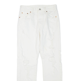 LEVI'S 501 Jeans Distressed Womens White Regular Straight W25 L30